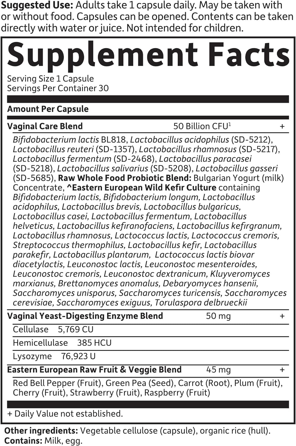 Garden Of Life RAW PROBIOTICOS Vaginales 50 billones- vaginal Care - 30 cápsulas