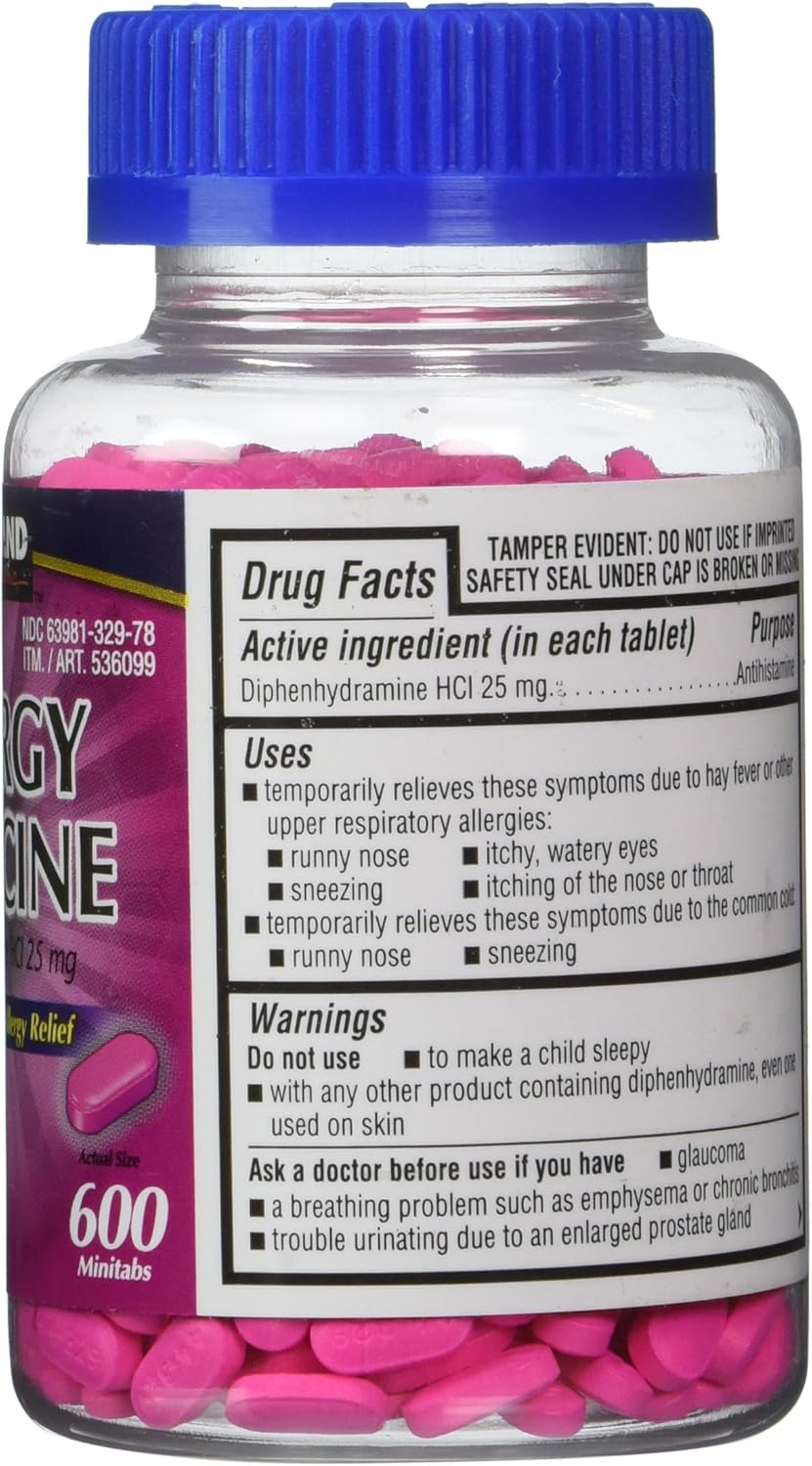 Allergy Medicine Kirkland Signature, Difenhidramina Hci 25 mg 600 minitabletas.