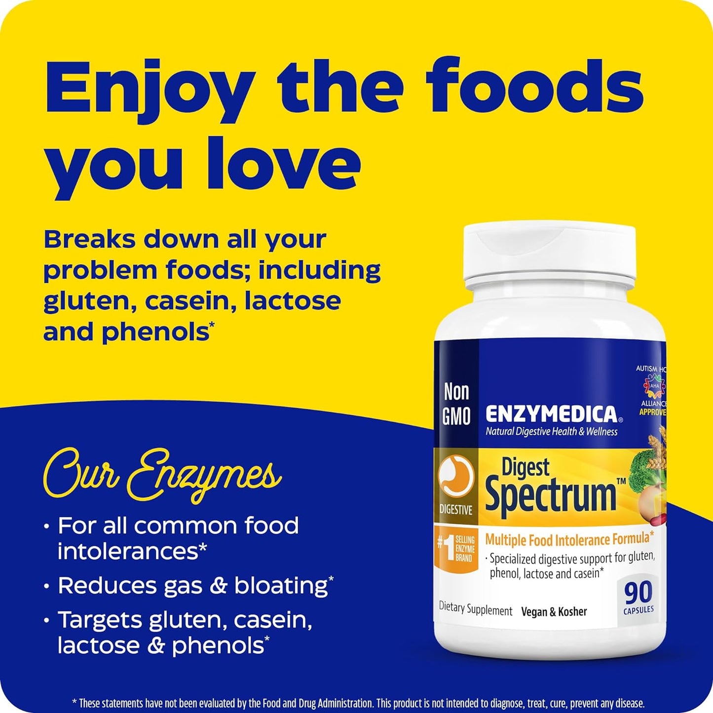 Enzymedica – Digest Spectrum, múltiples alimentos Intolerancia Fórmula, 90 Cápsulas