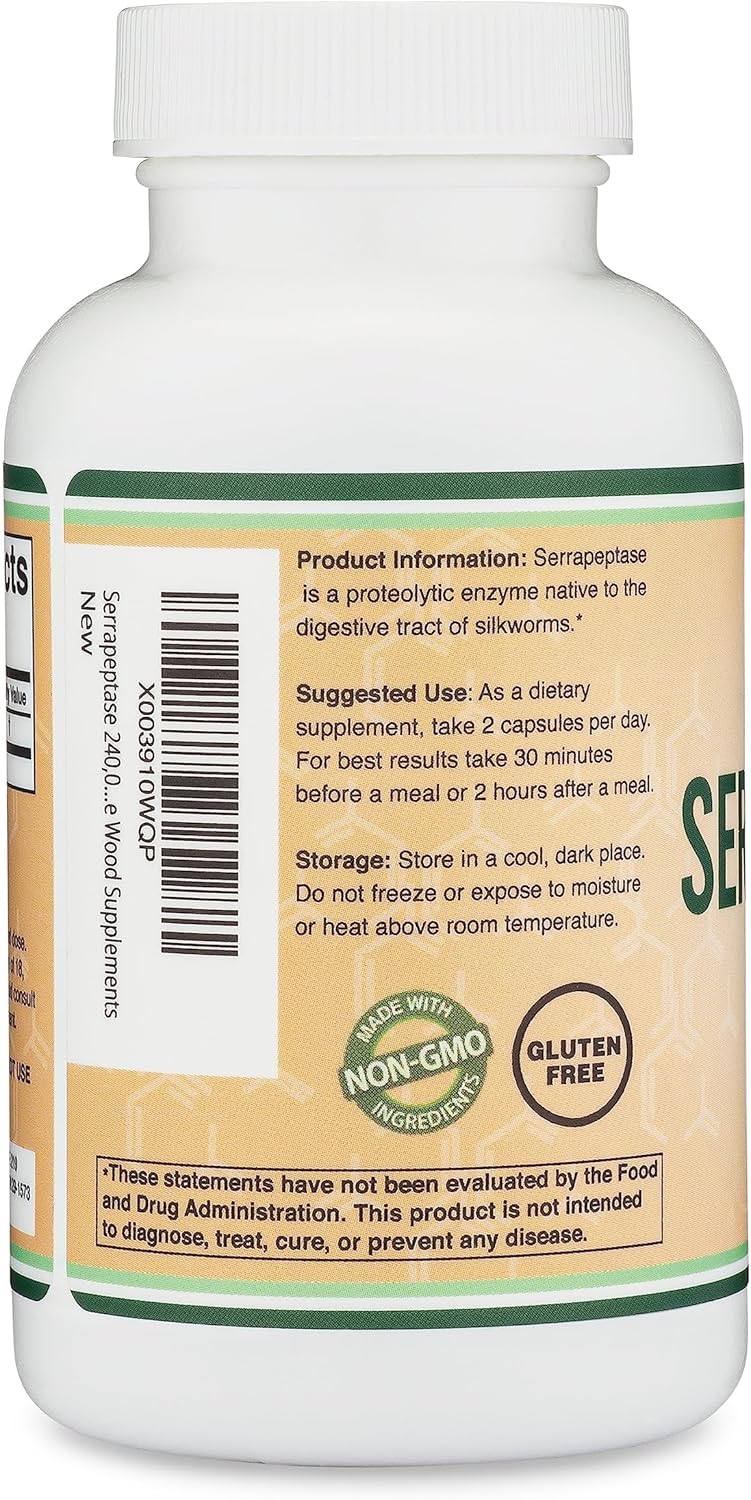 Double Wood - Serrapeptase 240,000 SPU- 120 capsulas