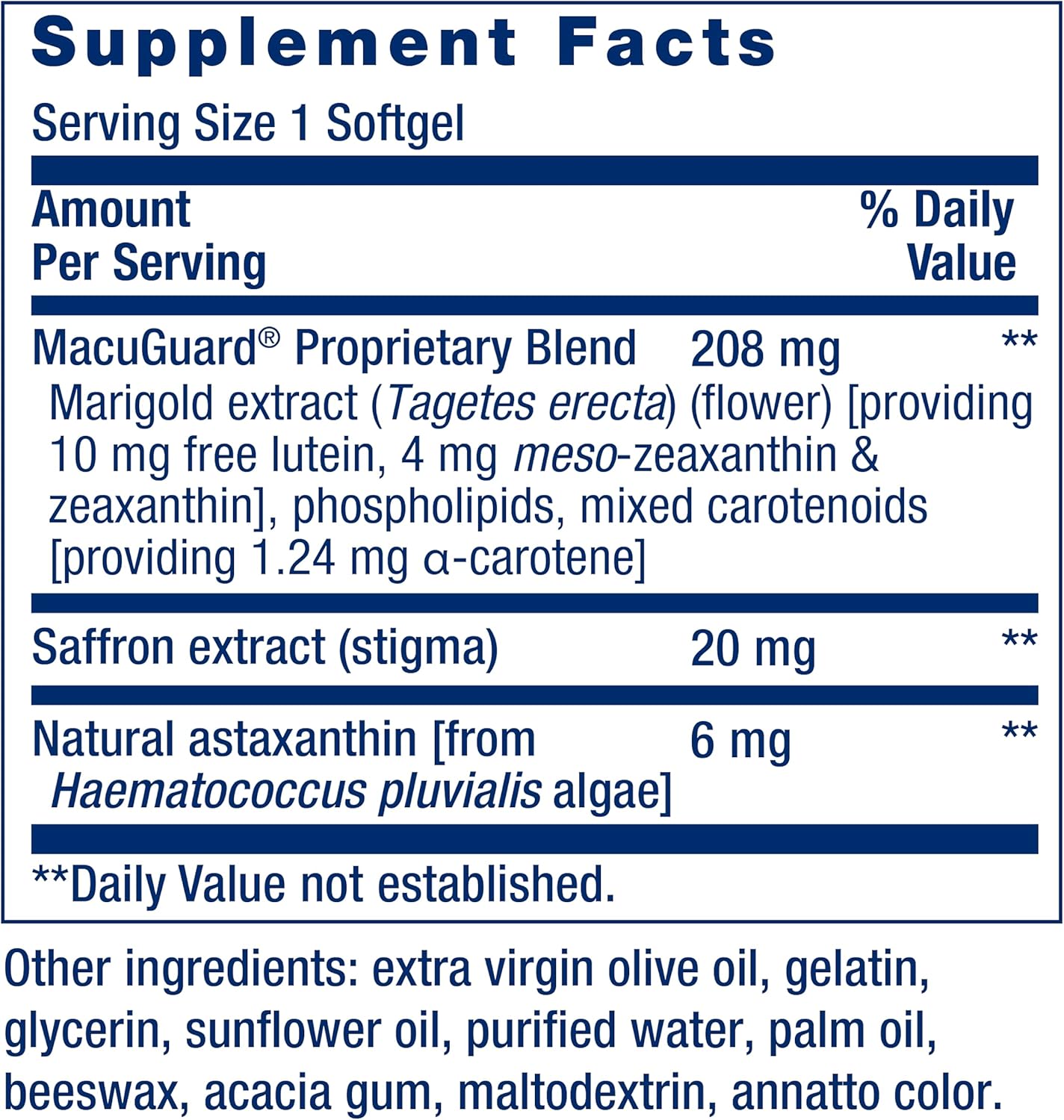 Life Extension - MacuGuard ocular support con Saffron y Astaxanthin, 60 capsulas
