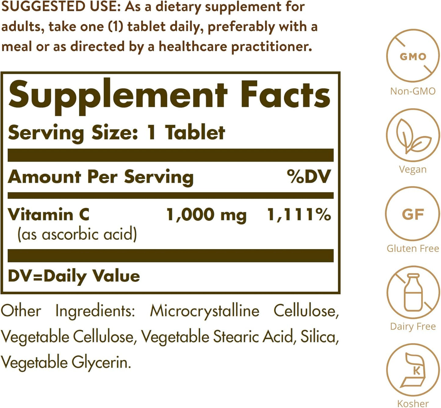 VITAMINA C SOLGAR 1000 mg . 90 Tabletas
