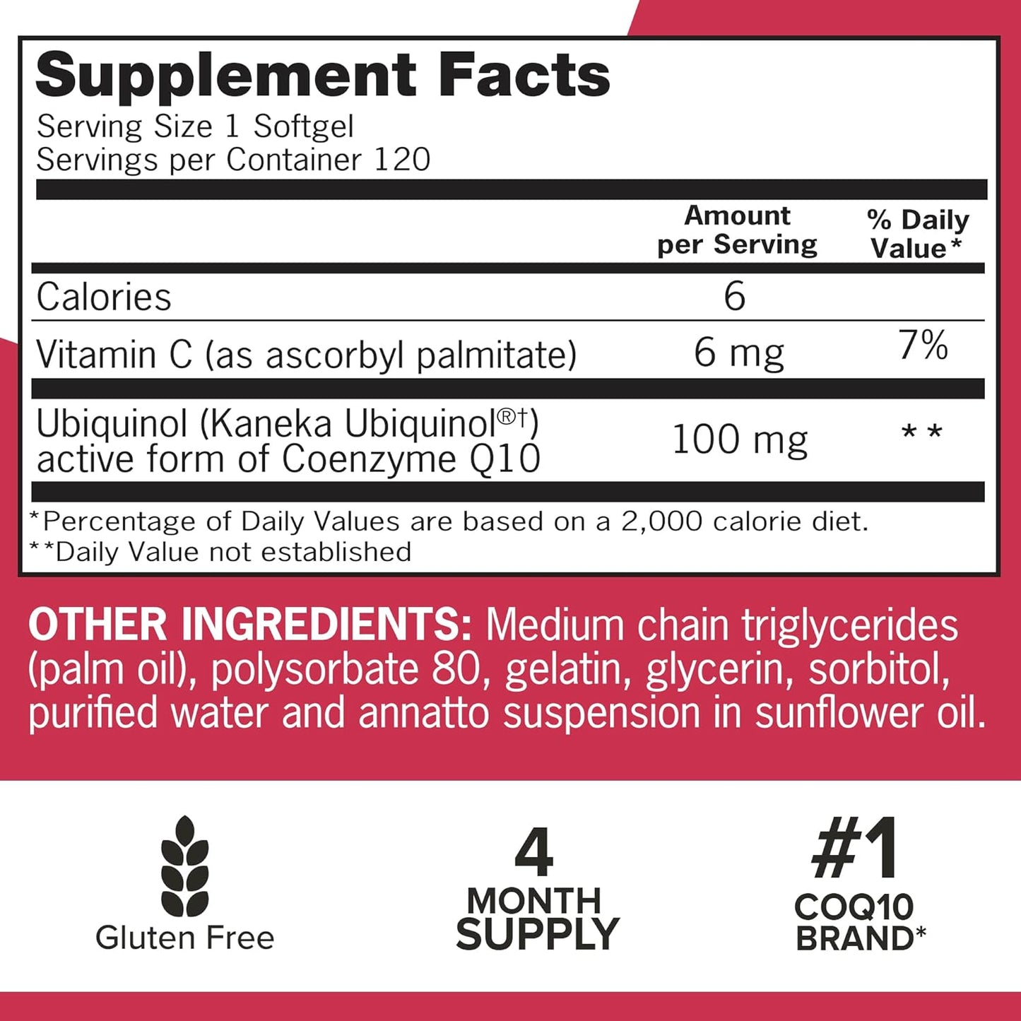 Qunol Mega CoQ10 Ubiquinol 100 mg., Capsulas de Gel