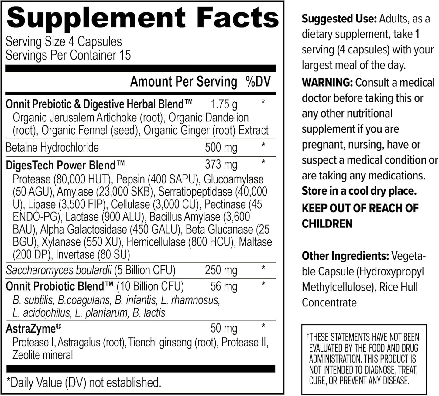 Onnit - Total gut health daily digestive support, 60 capsulas