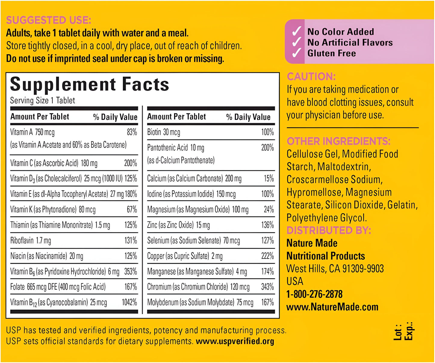 Nature Made Multivitamínico para mujer mayores de 50 de edad , 90 Tabletas