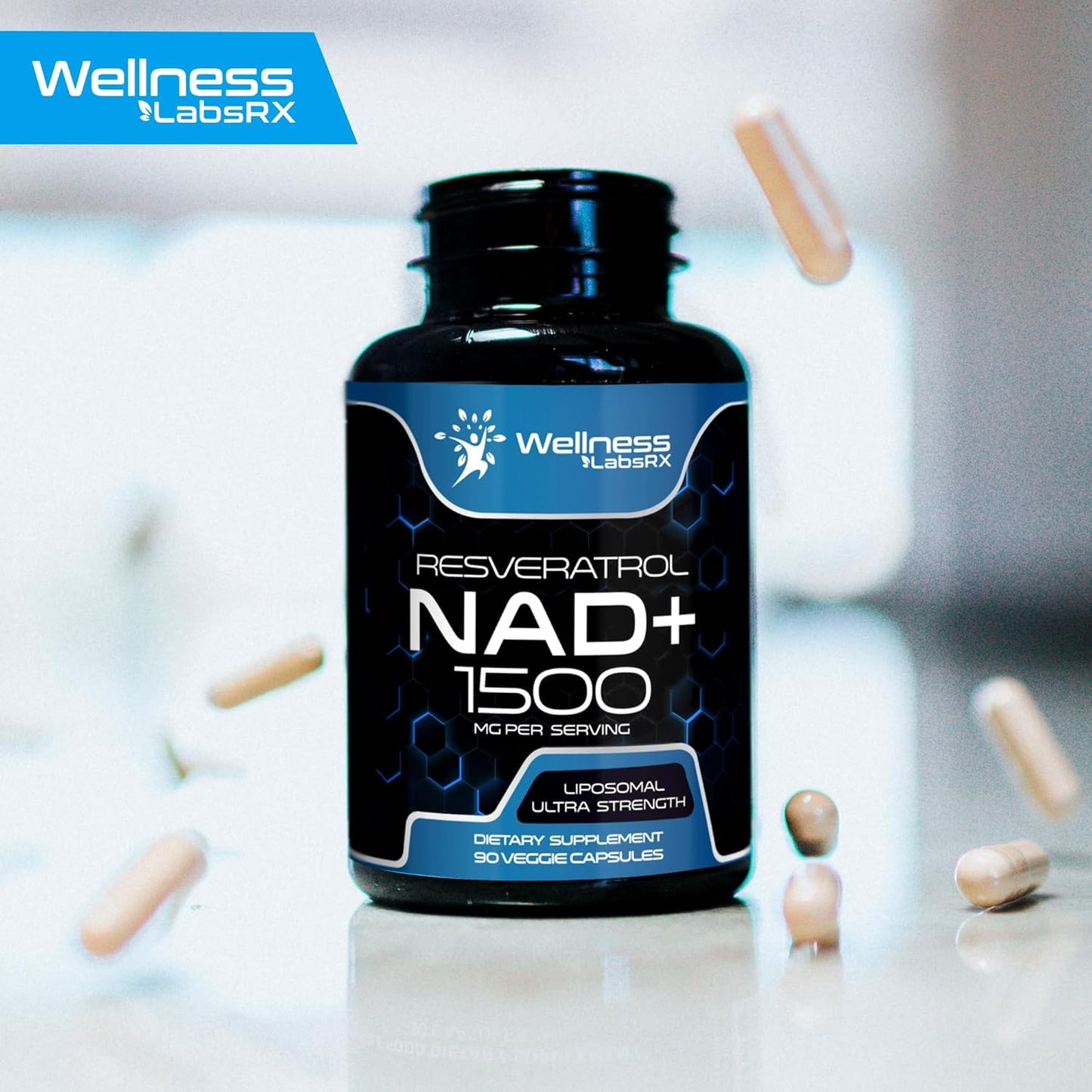 Wellness LabsRX- Resveratrol NAD+ 1500mg, 90 capsulas
