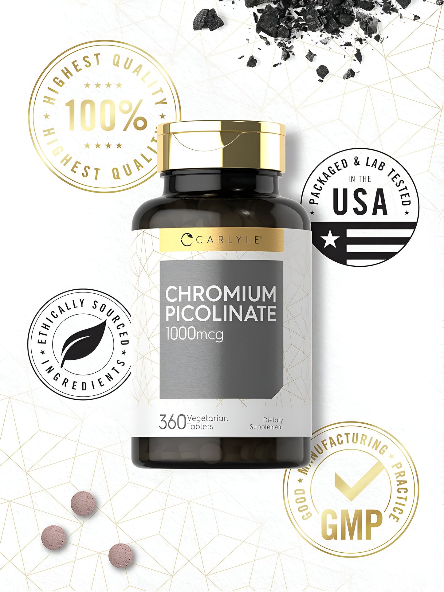 Carlyle Picolinato de cromo ultra 1000mcg 360 tabletas