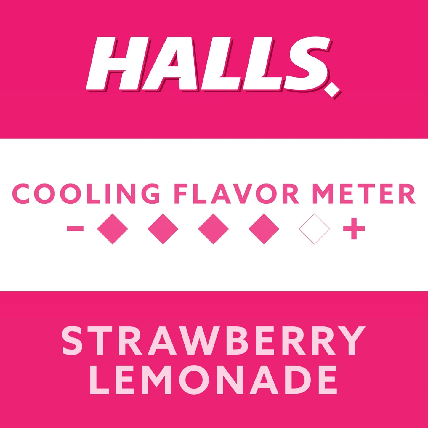 HALLS Alivio para la tos y la garganta, apoyo energético, sabor a limonada de fresa, 25 pastillas