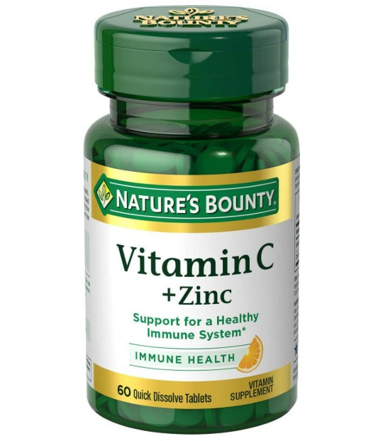 Nature's Bounty Vitamina C con suplemento de zinc, 60 mg, 60 tabletas