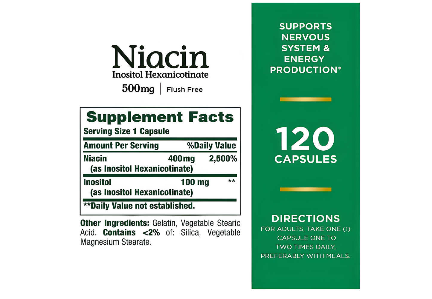 Niacin 500mg , 120 capsulas - Nature's Bounty