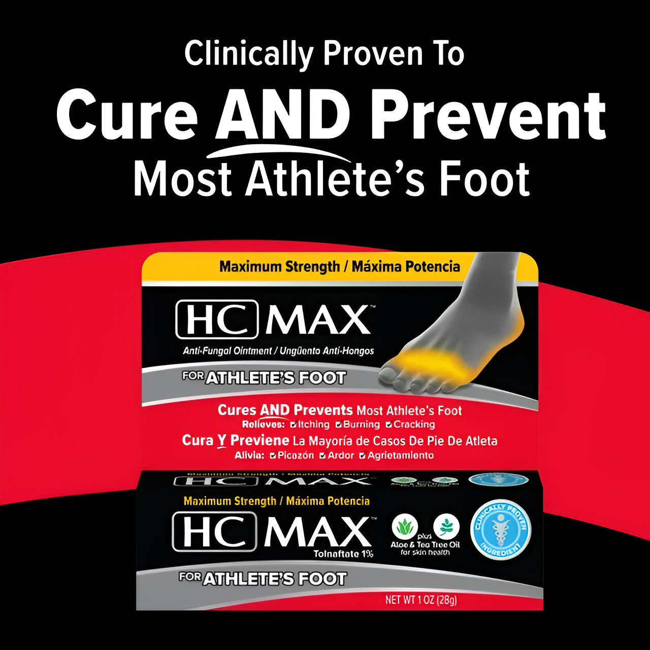 HC MAX Pomada antimicótica - para el pie de atleta 28gr