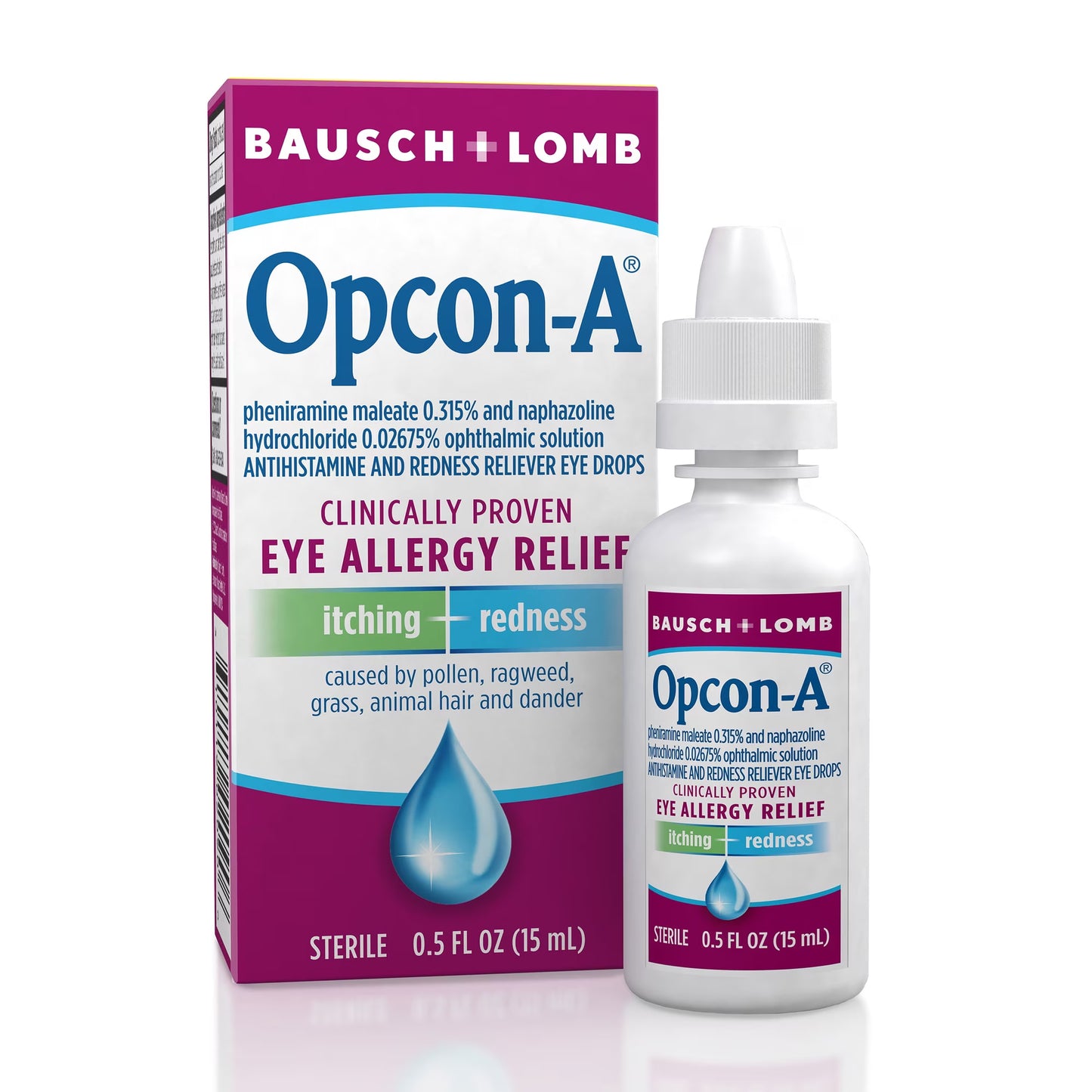 Bausch + Lomb - Gotas oftálmicas Opcon-A para la alergia, alivio del picor y el enrojecimiento, 15ml