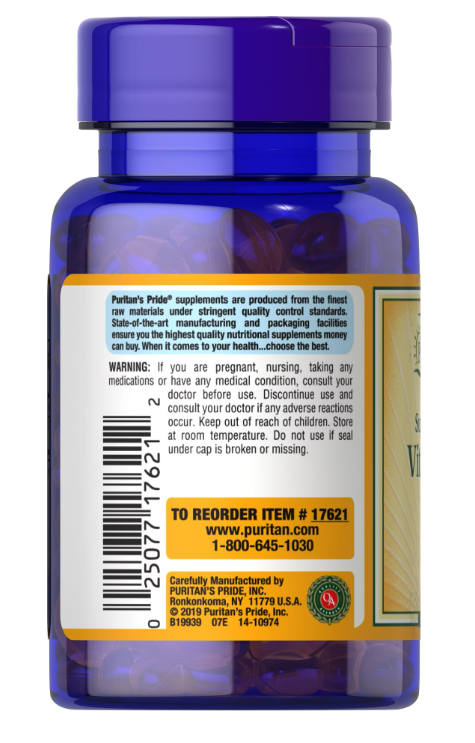 Puritan's Pride Vitamin D3 2000 IU, 200 Capsulas