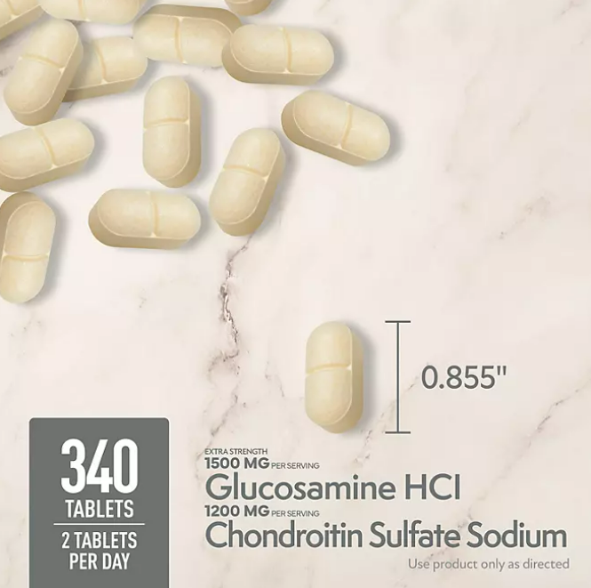 Member's Mark Extra Strength Glucosamine HCl and Chondroitin Sulfate Sodium , 340 tabletas