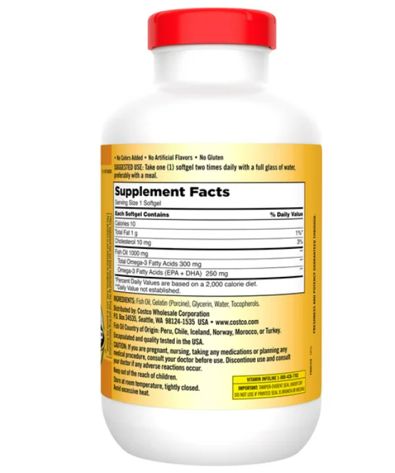 Kirkland Signature Fish Oil 1000mg , 400 Capsulas blandas