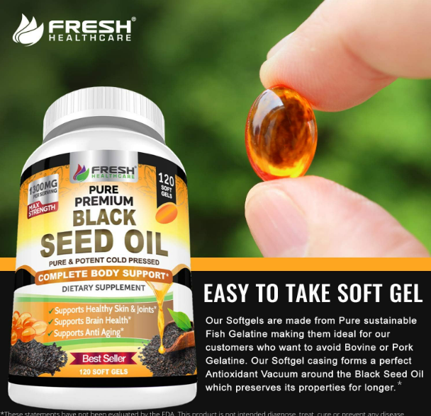 Free Healthcare - Black seed oil, 120 capsulas