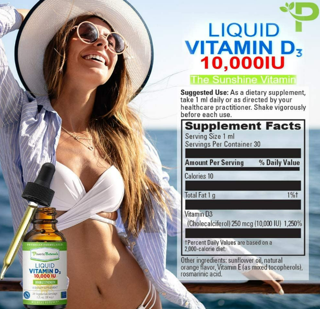 Power by Naturals - Liquid Vitamina D3- 10,000IU, 30ml