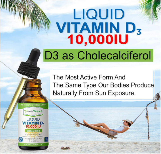 Power by Naturals - Liquid Vitamina D3- 10,000IU, 30ml