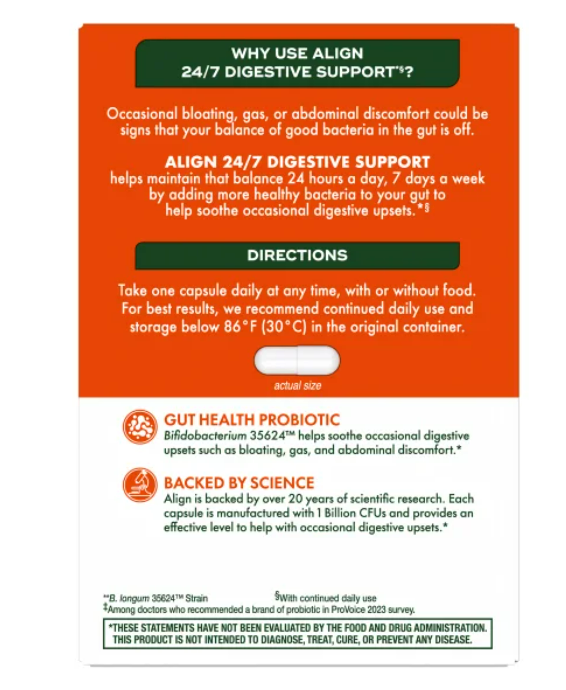 Probiotico Align , Apoyo digestivo , 84 Capsulas
