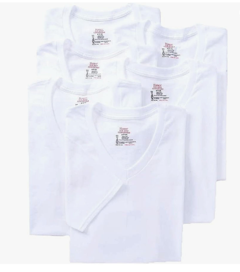 Hanes Ultimate - Polo con cuello en V para hombre, paquete de 6