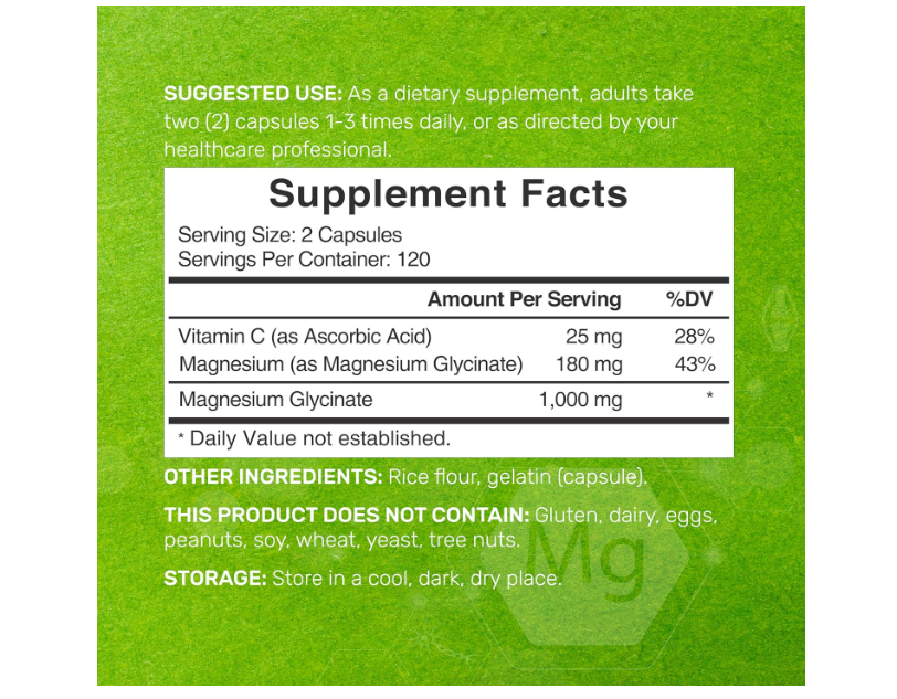 Glicinato de Magnesio - Magnesium Glycinate 1,000mg , 240 Capsulas - Deal Supplement