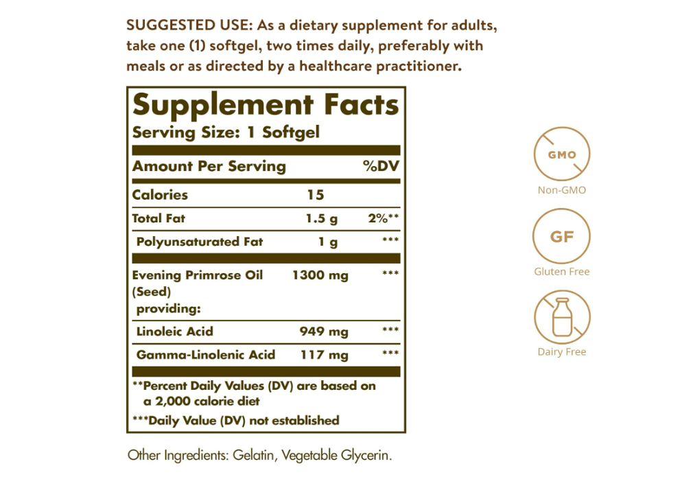 Solgar, Aceite de Onagra Evening Primrose oil Cápsulas Blandas