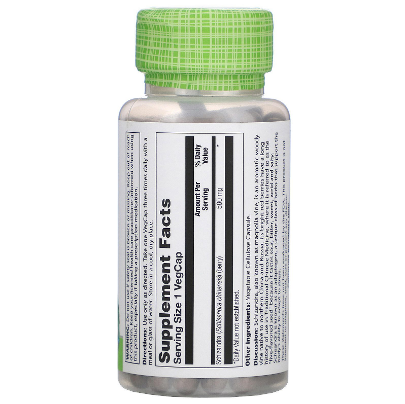 Schizandra 580mg , 100 capsulas vegetables - Solaray