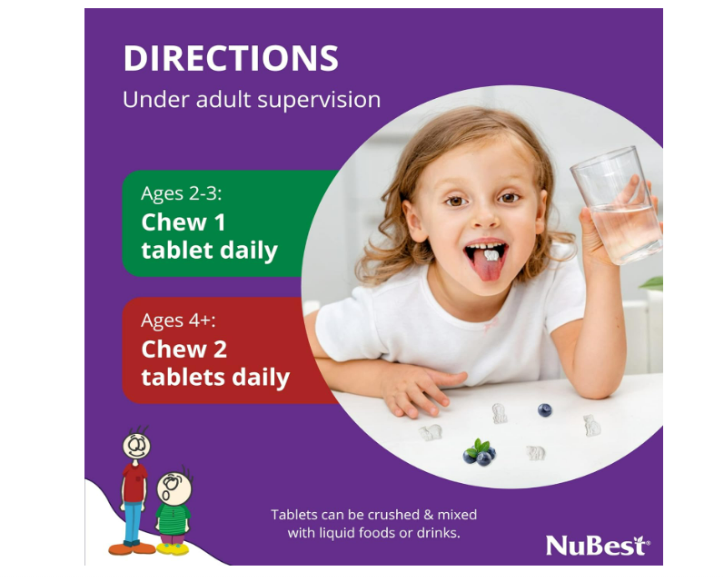 NuBest - Apoyo a la inmunidad y la fuerza ósea para niños de 2 a 9 años,90 capsulas
