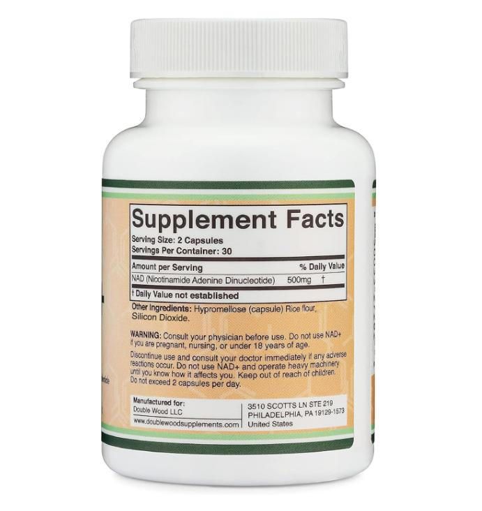 NAD+ 500mg , 60 capsulas - Double Wood