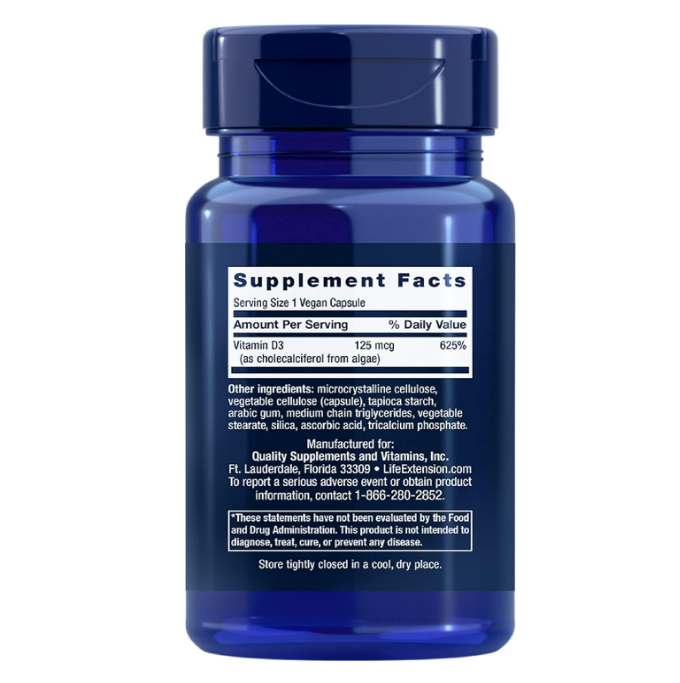 Life Extension vegan vitamina D3 125mcg , 60 capsulas