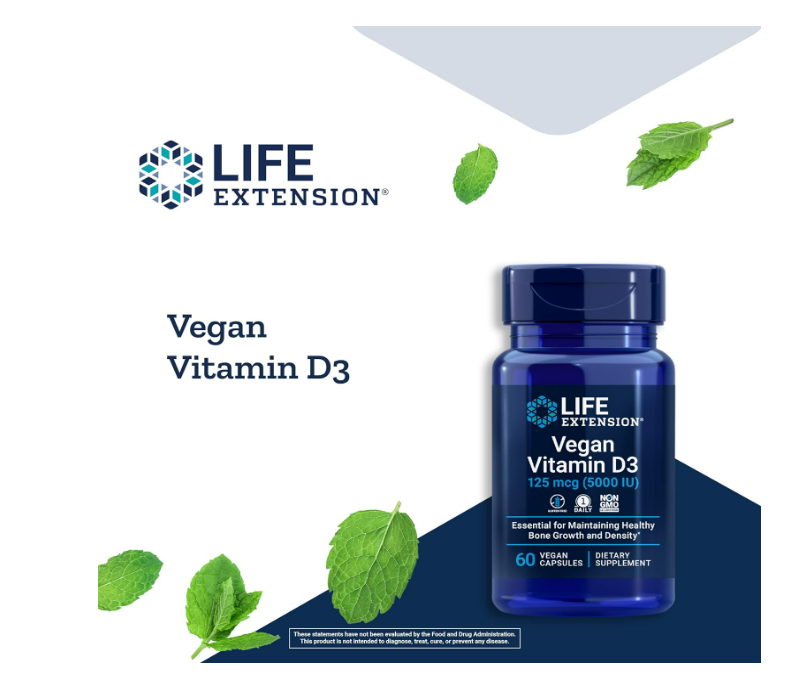 Life Extension vegan vitamina D3 125mcg , 60 capsulas