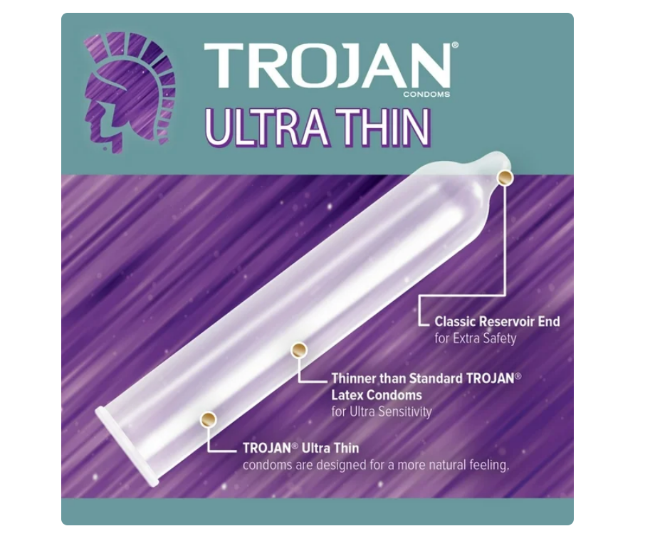 Trojan Preservativos lubricados espermicidas ultrafinos, 12 unidades