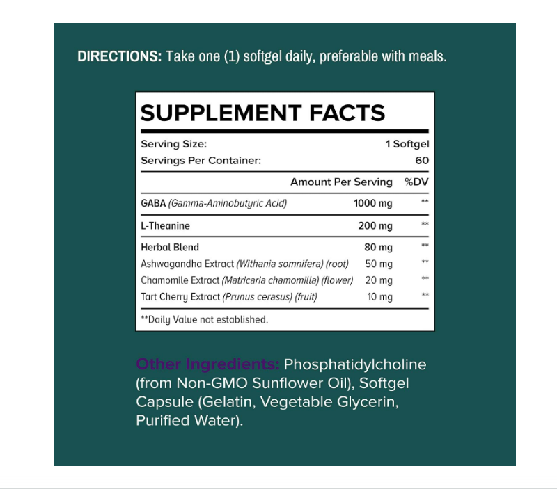 ChritBubble - GABA de 1000 mg con L-teanina de 200 mg , 60 capsulas
