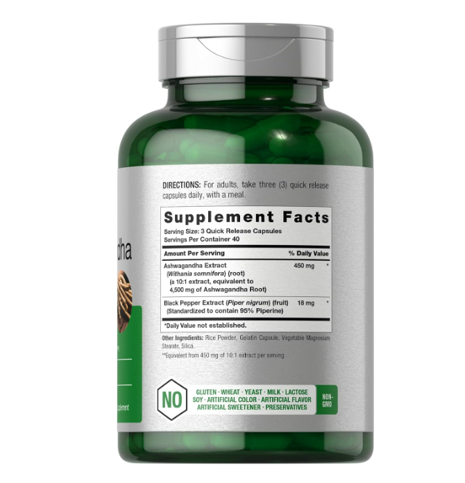 Ashwagandha Horbaach 450mg 10:1 extract equivalente a 4500mg - 120 Capsulas