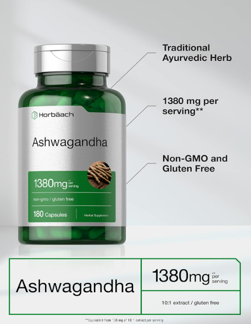 Ashwagandha Horbaach 1380 mg. 180 Capsulas