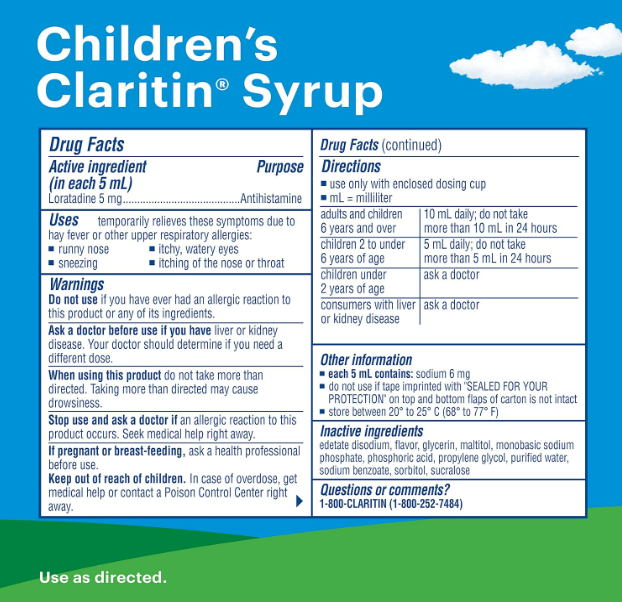 Claritin childrens para alergias las 24 horas para niños ,240ml