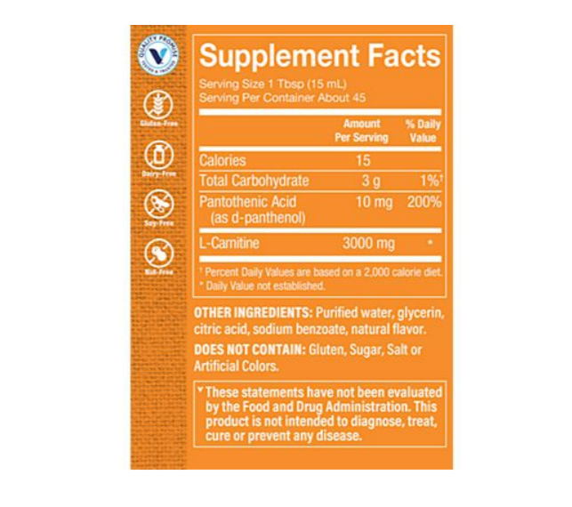 L-Carnitina - Aminoácido para favorecer el metabolismo de las grasas y la salud cardiovascular - 3000MG , 709ml - sabor a frambuesa