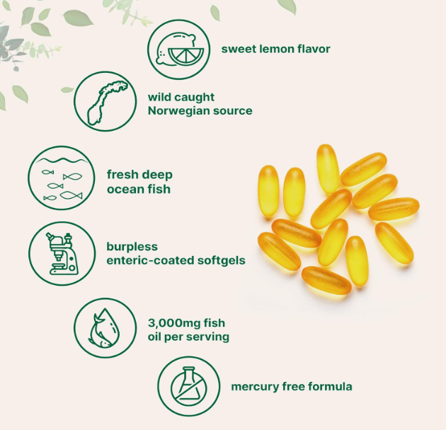 Omega-3 Fish oil 3000mg 540mg EPA + 360mg DHA - 240 capsulas sabor a limon