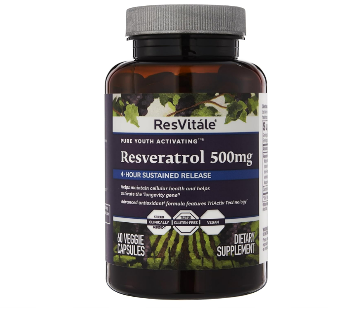 ResVitále Resveratrol 500 mg - Suplemento de resveratrol - 60 cápsulas vegetales