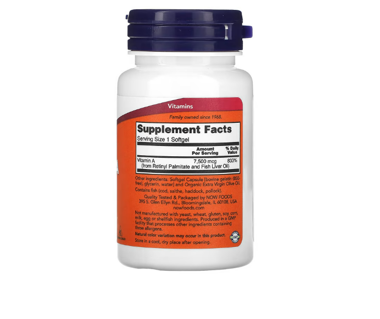 Now - Vitamina A 25,000 - 100 capsulas