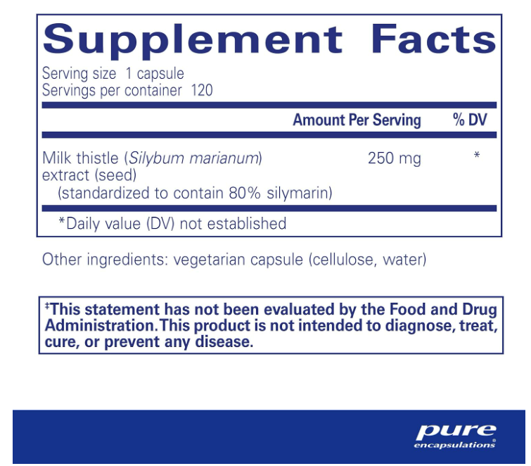 Pure Encapsulations - Silymarin 250mg , 120 capsulas