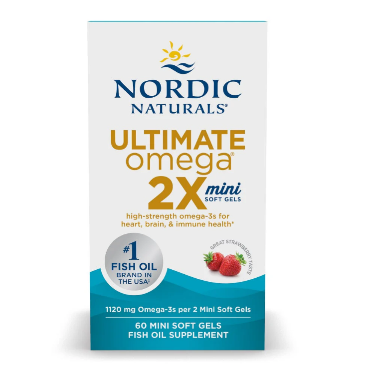 Nordic Naturals - Ultimate Omega 2X 1120mg , 60 mini capsulas (sabor a fresa)