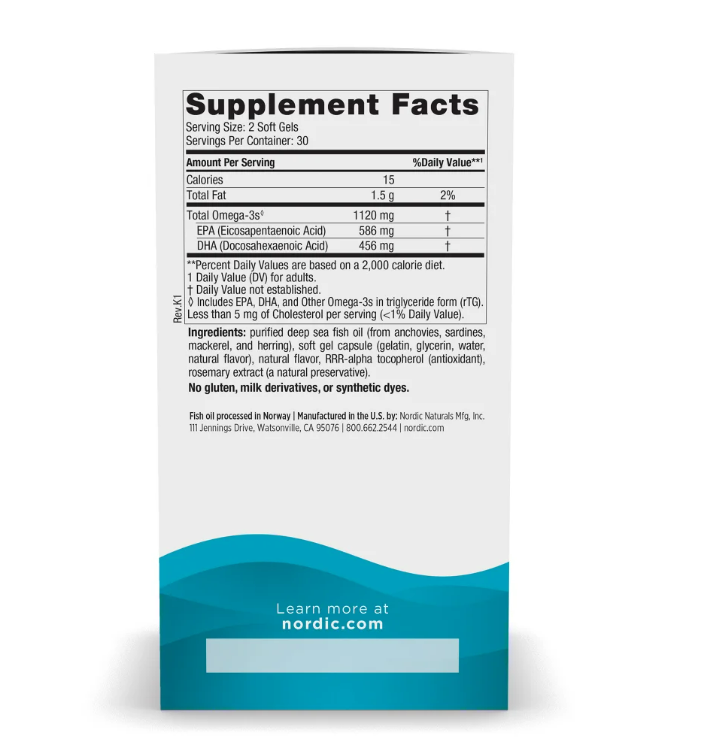 Nordic Naturals - Ultimate Omega 2X 1120mg , 60 mini capsulas (sabor a fresa)