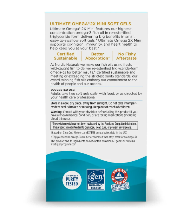Nordic Naturals - Ultimate Omega 2X 1120mg , 60 mini capsulas (sabor a fresa)