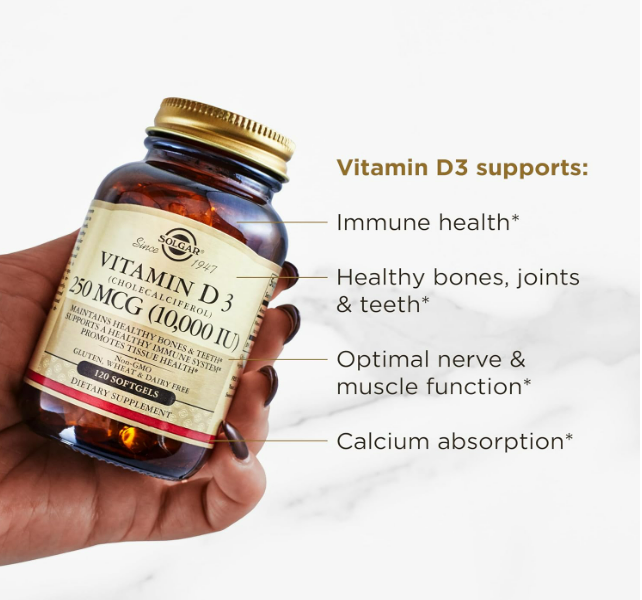 Solgar - Vitamina D3(cholecalciferol) , 250mcg(10,000IU) - 120 capsulas
