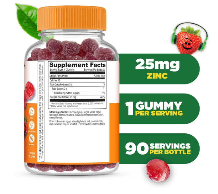 Lifeable Kids- Zinc 25mg, 90 gummies