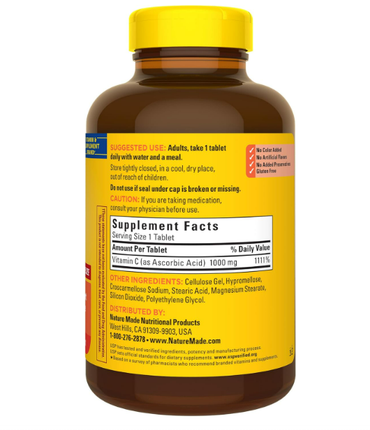 Nature Made- Vitamina C extra fuerte 1000mg, 300 tabletas