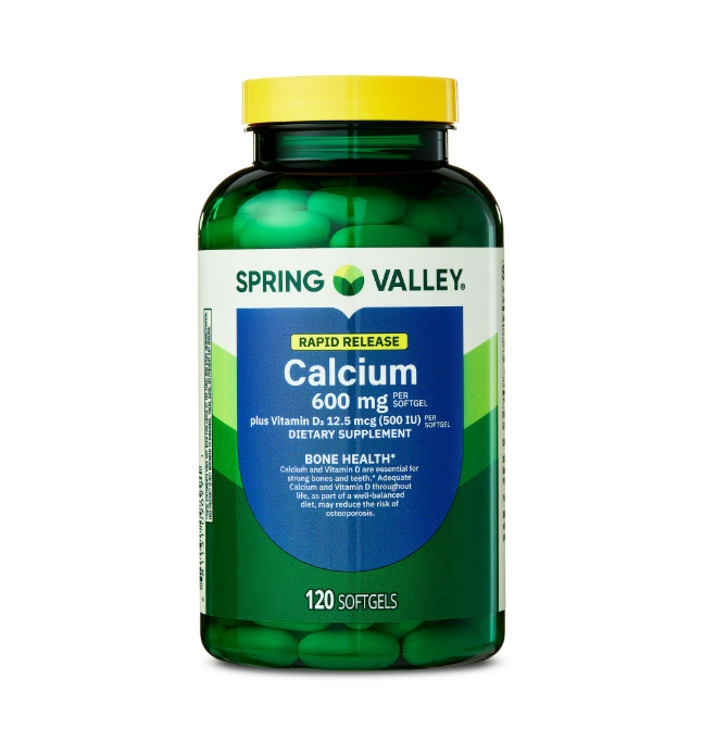Spring Valley- Suplemento Dietético de Calcio de Liberación Rápida, 600 mg, 120 capsulas