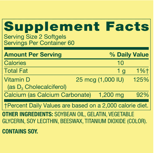 Spring Valley- Suplemento Dietético de Calcio de Liberación Rápida, 600 mg, 120 capsulas