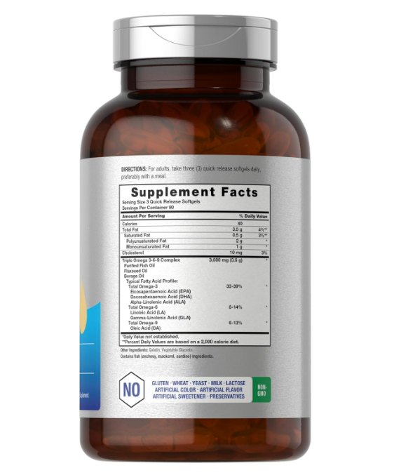 Horbaach - Omega 3-6-9, 3600mg - 240 capsulas